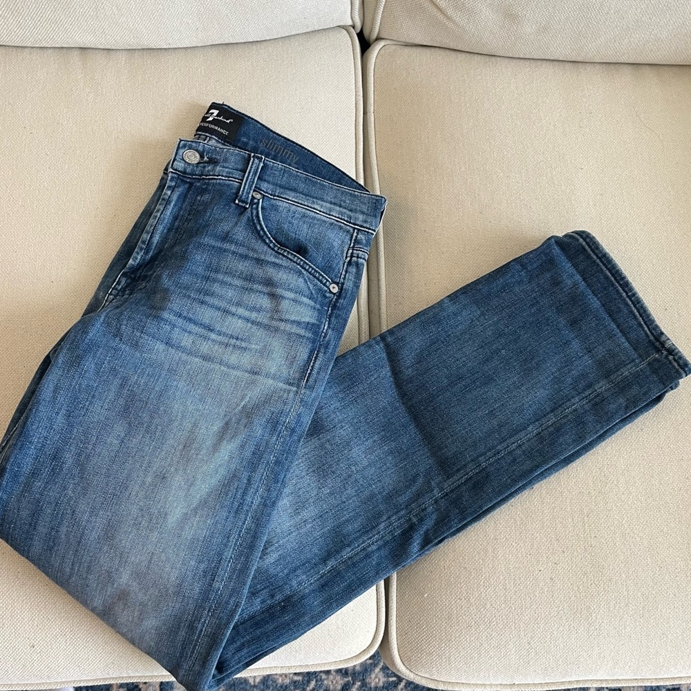 7 For All Mankind Men’s Washed Blue Skinny Jeans
